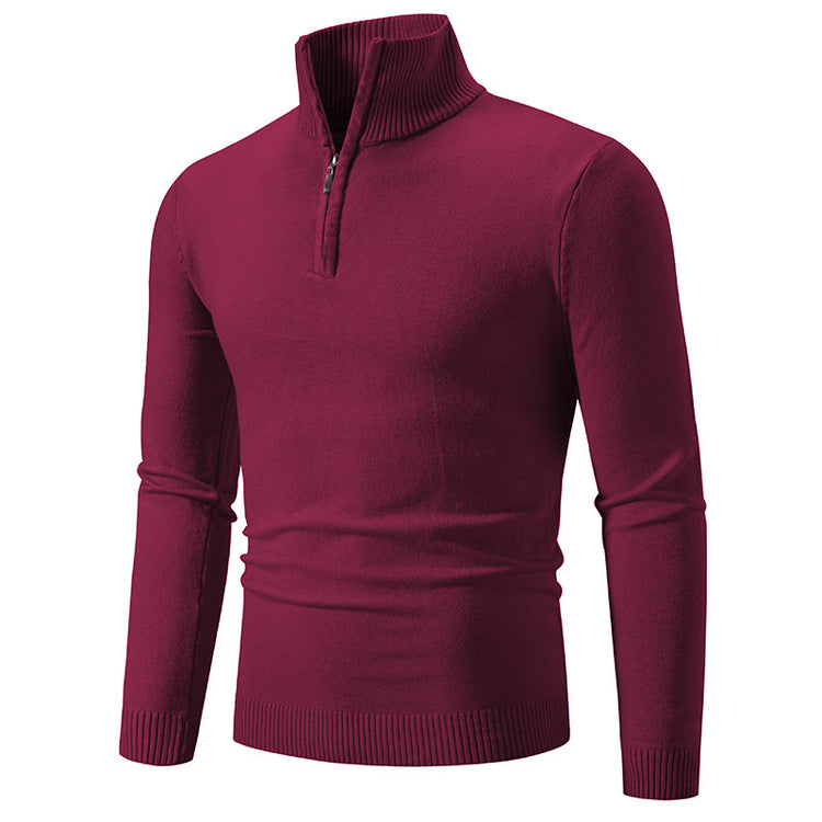 2023 Men's Plus Size Fleece Zip Mock Neck Sweater